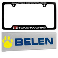 Black Powder Coated Solid Brass License Plate Frame (Domestic Production)